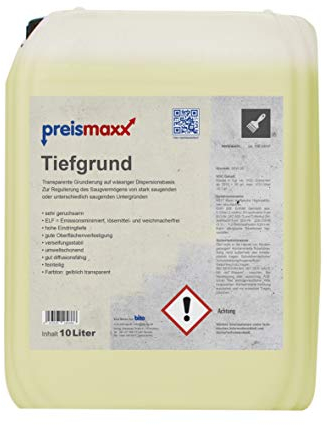 Preismaxx Tiefgrund, 10 Liter, gebrauchsfertig, Universal-Grundierung für alle saugenden Untergründe innen und außen Tiefengrund 10l