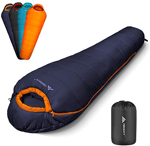 Forceatt Saco de Dormir Momia,Temperatura Aplicable es 0℃-20℃,Sacos de Dormir Compacto para Adultos,3-4 Estaciones,Resistente al Agua y al Desgarro,Ideal para Camping y Trekking