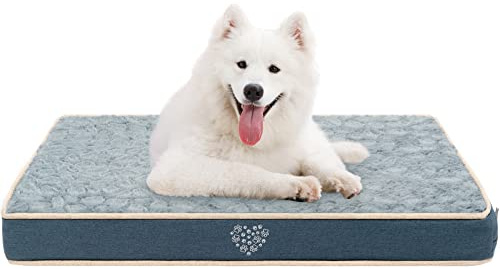 VANKEAN Hundebett wasserdichte Reversible (Kühl und Warm), Abnehmbarer Innenfutter, Flauschig Hundematte für Kleine bis Große Hunde, Hundekissen mit Ergonomisch Design, Marineblau/Grau