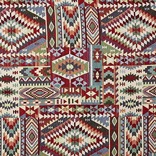 Kt KILOtela - Meterware Tapisserie-Stoff, Jacquard, Gobelin, Polsterung, Dekoration, Breite 280 cm, Länge wählbar 50 in 50 cm, geometrisch Kilim Dali - mehrfarbig