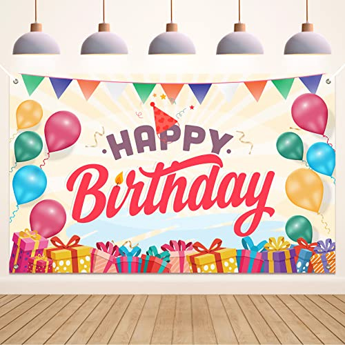 Koliphy Geburtstag Deko Banner, Happy Birthday Banner Gelb Geburtstagsdeko für Mädchen Jungen, Kind Stoff Geburtstagsbanner Dekoration Drinnen und Draußen