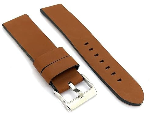 Diloy Bracelet montre cuir vintage sans couture 383 | Bracelet cuir bovin ciré vintage, épais, doublure nubuck, 4 mm, changement rapide ou outils