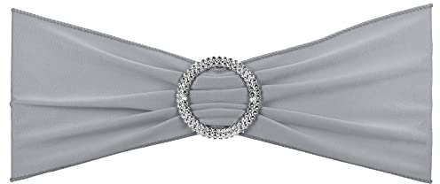 PATIKIL 14x5 Estiramiento Silla Fajas Lazos, 10 Paquete Elástico Silla Bandas Fajas con Hebilla Deslizador para Boda Banquete Decoraciones, Claro Gris