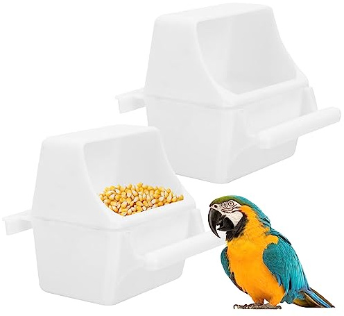 Hwtcjx 2 Pezzi Mangiatoia Uccellini, Mangiatoia per Uccelli, Abbeveratoio per Uccelli, Mangiatoio/Comodor Interno Esterno per Uccello, per Pappagallino Canarino Pappagallino Fringuello (Bianco)