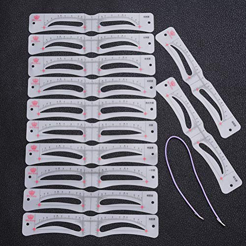 Eyebrow Model Cards, 12PCS Eyebrow Grooming Stencil Kit Shaping DIY Makeup Tool Kits with Elastic Fixing Strap for Beginner, Silicone Material, Wholesale Business