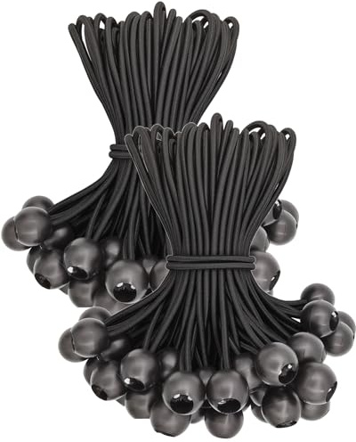 WMZOBH Spanngummis mit Kugel 15cm - 100 Stück Planenspanner mit Kugel, Spanngummi Kurz, Planenbefestigung Zeltgummis mit Kugel, Zelt Gummispanner mit Kugel für Planen Schwarz