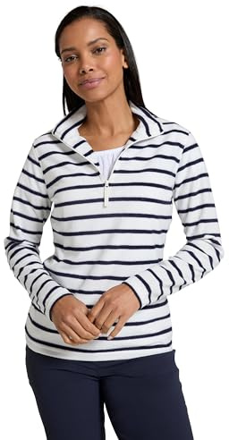 Mountain Warehouse Camber Half Zip Women's Striped Fleece - Lightweight, Warm & Cosy Half Zip Sweatshirt Top - Best for Camping, Outdoors, Travelling & Hiking Beige (Stripe) M