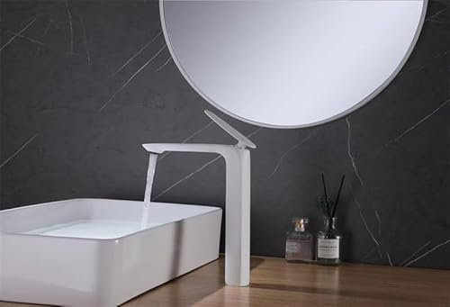 Rubinetto lavabo, lavabo da appoggio, bobina in ceramica, rubinetto dell'armadio da bagno, lavabo da appoggio bianco