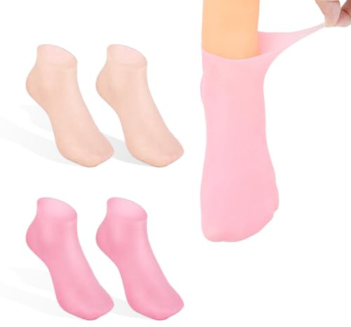 NHPY Calcetines Hidratantes de Silicona Para Pies Secos y Agrietados - 2 Pares en 2 Colores