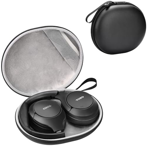 TOZO Headphone Case Cover for Soundcore Life Q20 TOZO HT3 HT2 HA1 HT1 Wireless Headphones,Anti-Scratch, Water and Dust Resistant, Pocket for Cable, Faux Leather Storage Bag, Case Only, Black