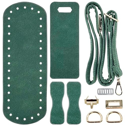 JMZLLRX Taschenboden zum Häkeln PU Ledertasche Strickset mit Tasche Twist Lock Taschenriemen für Taschen-Herstellung Handtasche DIY Craft, Grün