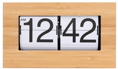Retro Clock Car Flip Clock Vintage Digital Large Number Flip Down Clock Desk Table Clock for Home Living Room Office (White background)