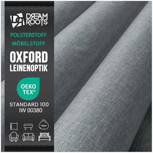 DreamRoots Tessuto Impermeabile al metro 160 cm, 220 g/m² 600D, Stoffa a Metro per Cuscini Esterni - Light grey metro lineare