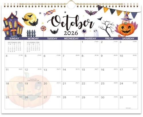 Calendar 2026-2027 - Wall Calendar 2026-2027, July 2026 - December 2027 Wall Calendars, 14.8'' x 11.6'', with Julian Dates, Hanging Hole, Thick Paper