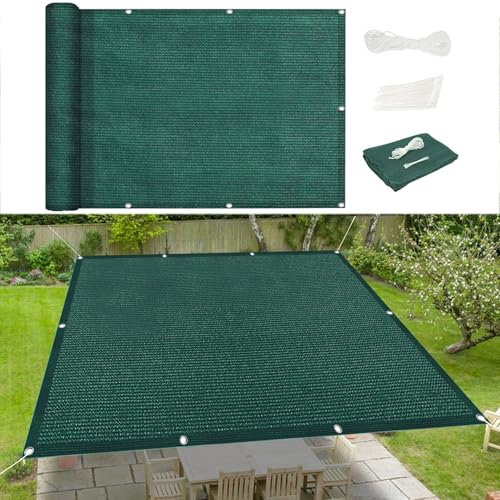 Voile Ombrage Rectangulaire 180 x 600 cm Rectangulaire Couvert Végétal Toile Pergola, Fleurs, Patio, Lawn UV Protection 98% Résistant Aux Déchirures, Vert Foncé