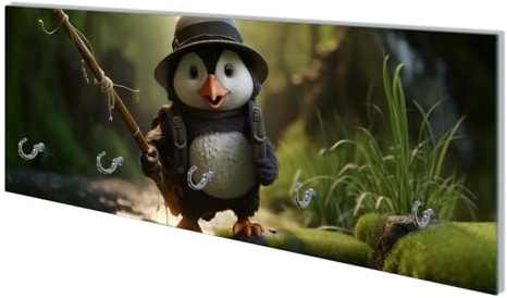 Wallario Wandgarderobe aus Glas in Größe 80 x 30 cm mit Memoboard-Funktion, Motiv: Süßer Kleiner Abenteurer | 5 Kleiderhaken zum Aufhängen von Jacken