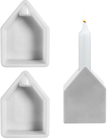 Silikonformen Gießformen Häuser Kerzenhalter - Weihnachten Haus Gips Zum Gießen - Silikon Gießform Für Sojawachs Kerzen (2 Stück)