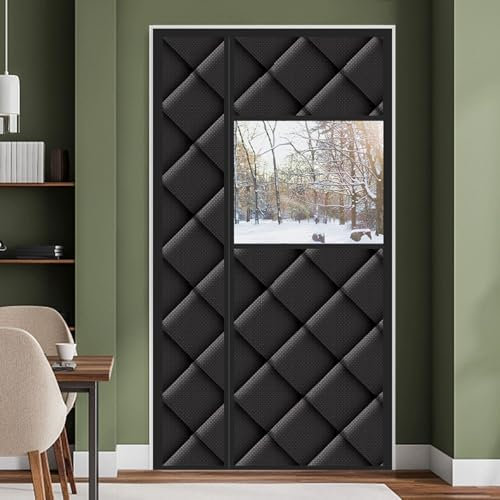 LKPMGOA Thermovorhang Gegen Kälte und Hitze, Magnet Wärmeschutzvorhang für Türen, Wärmedämmung Vorhang im Winter, Sichtschutz und Selbstschließung(Black,W200CM*H240CM)