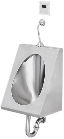 Urinoirs pour Hommes pour Toilettes, Urinoir sans Eau avec Tuyau, Urinoir Mural en Acier INOX, pour Les écoles, Lieux Publics, Drain mural/drain de sol(Silver A)