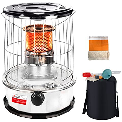 BomDog Queroseno Estufa Calentador, Estufa de Campamento 6L Portátil, Queroseno Parafina Estufa Quemador para Interior Exterior Camping Pesca en Hibarbacoa/Black/2-Wic