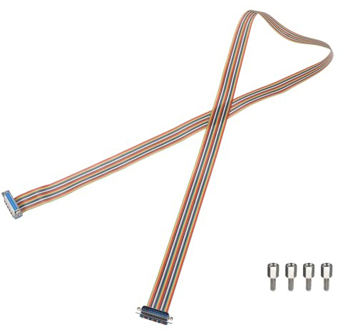 sourcing map IDC Serial Cable Rainbow Wire Flat Ribbon Cable DB25 Male to DB25 Female 59 Inch Length 2.54mm Pitch Breadboard Jumper Wires for Electronic Projects
