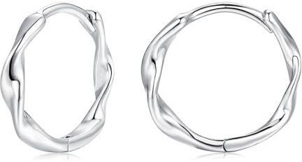 Loutade Creolen Silber 925 Klein, 925 Sterling Silber Twisted Huggie Ohrringe, Hypoallergen Creolen Silber 925 Kleine Leichte Schlafen Knorpel Kreis Endless Kreolen Ohrringe für Damen Frauen