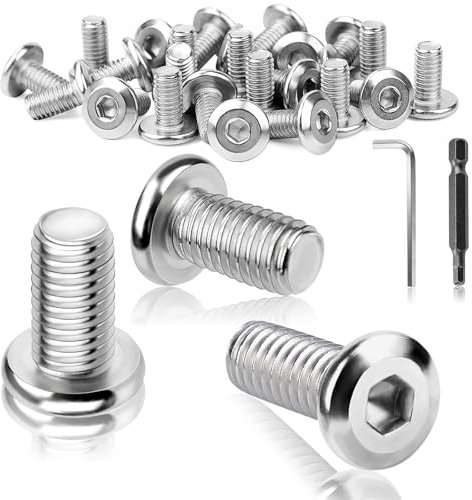 TXXATX 25 Pièces M6 Vis M6x20mm Vis Noire Tete Plate Acier Inoxydable A2 Filetage Complet Hexagone Creux Vis Allen avec Clés Allen Embout de Tournevis pour Maintenance Montage DIY