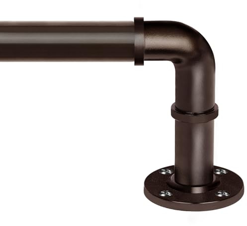 Bronze Curtain Pole 80 to 148 cm, HOTOZON 25 mm Industrial Curtain Poles for Eyelet Curtains, Metal Blackout Curtain Rod Extendable with Brackets for Bedroom, Living room