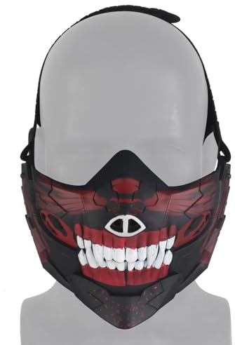 YBJMSFA Demi-masque réglable et respirant en forme de tête de mort Cyberpunk pour jeux de guerre Cs Halloween Cosplay fête costumée
