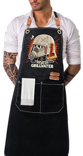 ETLEE Grembiule da barbecue per uomini, in tela, da uomo, con tasche e cintura regolabile, adatto per cucina, barbecue, fatto a mano, regalo per uomini o papà, Star Wars, 90*74cm