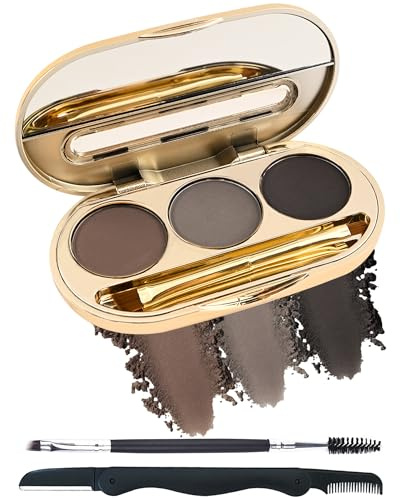 Lot de 3 Poudres pour Sourcils,Imperméables Eyebrow Powder pour Femmes | Eyebrow Powder Palette, Facile à Colorer, Résultat Naturel, Eyebrow Poudre Shape Natural,With Mirror Brush Maquillage Femme