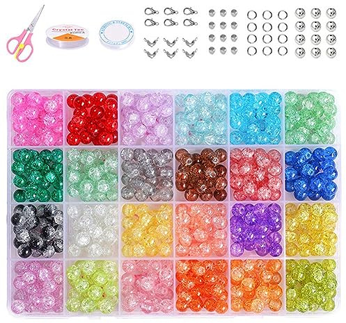 Janasiba 8mm Crystal Beads Kit för Smyckestillverkning 24 Färger för Armband Smyckenstillverkning och Gör-Det-Själv