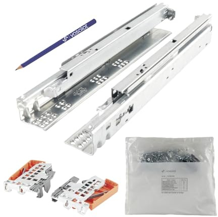 Blum Tandem Vollauszug Set, Schubladenauszug 450mm Blumotion mit praktischer Blum Kupplung, Schubladenführung Tragkraft 30kg - 1 Paar Schubladenschienen mit Kupplung