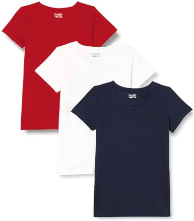berydale Camisetas Mujer, 100% Algodón, Cuello Redondo (Paquete de 3 y Paquete de 5)