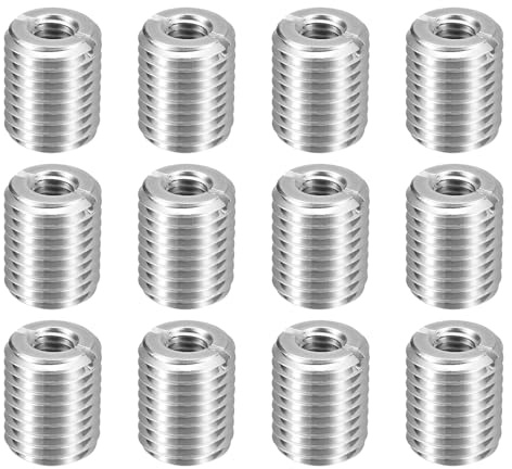 sourcing map Gewinde-Reparatur-Einsätze, M16 x 2 Außengewinde auf M8 x 1,25 Innengewinde, 20 mm lang, Edelstahl, Reduziermuttern, metrische selbstschneidende Hülsen, Gewindereduzierer, industrielle