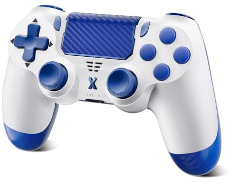 Glitfix Wireless Controller für PS-4, Game Controller kompatibel mit PS-4/Pro/Slim/PC Gamepad mit Turbo/Zurück Taste/Dual Vibration/6-Achsen Gyro Sensor/Touchpanel(Blau)