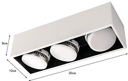 Faretto LED da Incasso Rettangolare Semplice Nordico a Tre Teste per Soggiorno, Ristorante, Hotel, faretto LED a Risparmio energetico da Superficie, CRI85, Angolo Regolabile, Sorgente Luminosa SM