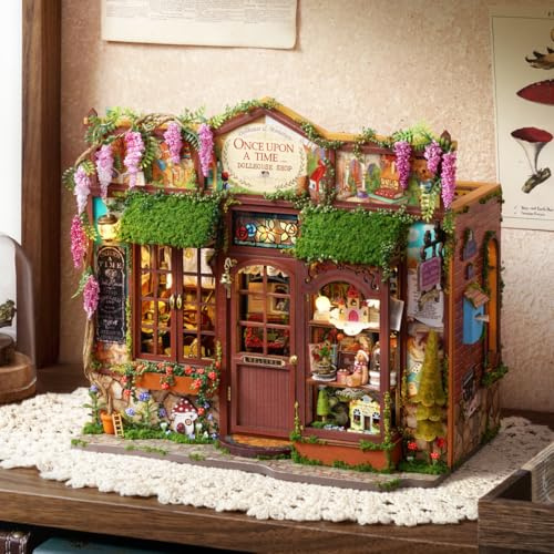 CUTEROOP Kit de Casa de Muñecas Miniatura DIY – Modelo de Madera con Iluminación, Invernadero Vintage para Adultos y Adolescentes, Regalo Creativo