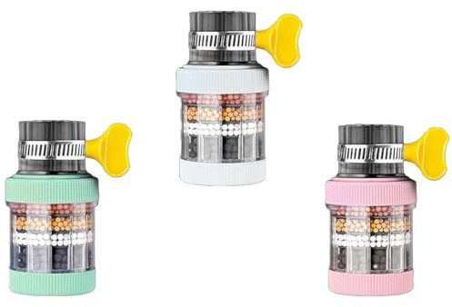 3 Stück Mini Wasserhahn Filter,6-Schicht Aktivkohle,Küche,Bad,Waschbecken | 3×Zylindrischer Wasserfilter mit 6-Schicht-Aktivkohle-Filtration, spritzwasserfest für Küche und Waschbecken