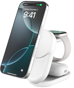 Belkin Qi2 Fitness Tracker, Cuffie, Smartphone, Orologio Intelligente Bianco Usb Carica Wireless Ricarica Rapida Interno (ultracharge 25 Watt Qi2 Mag