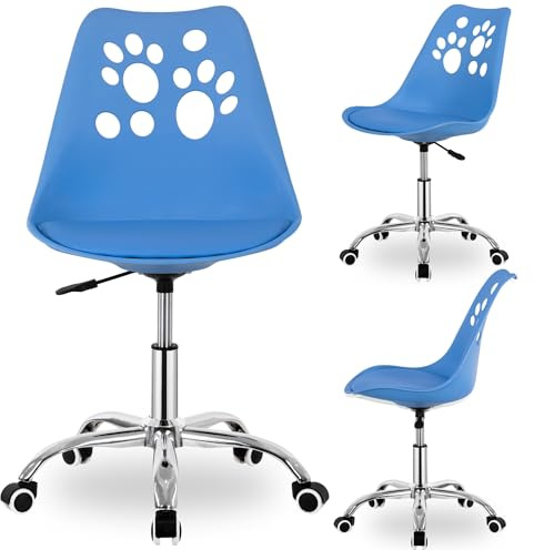 Springos Chaise de bureau, pour enfant garçon à partir de 6 ans, hauteur réglable, ergonomique, avec roulettes et rembourrage moelleux, bleue