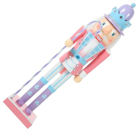 TOBBOMEY Cascanueces de Madera Decorativo para Navidad Figura de Soldado Rosa de Adorno Festivo para Mesa y Estantería Decoración Navideña