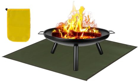 Feuerstellenmatte aus Glasfaser und Silikon – Grillmatte 61 x 53 cm, Schutz des Bodens, grün – s Camping-Feuerstelle | hitzebeständig, Grillmatte für den Außenbereich, Pique-ni