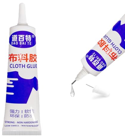 Caelura 60ml Textilkleber Waschmaschinenfest, Stoffkleber Textilkleber für Stoffe, Textil Kleber für Kleidung, Baumwolle, Leder, Jeans und mehr