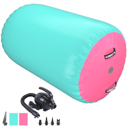 DOBESTS Air Roll, Aufblasbare Air Roller, Gym Air Barrel Luft Rollen, Gymnastikmatte Tumbling Matte Yoga Roll mit Pumpe für Training