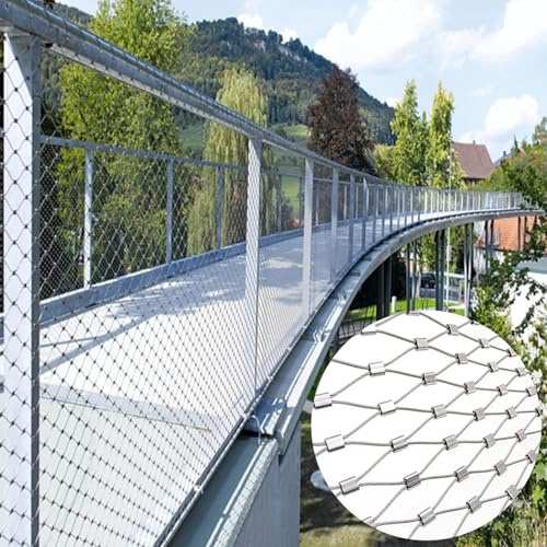 JHIAADEY Flexibles Seil-GeläNder-Netz,304 Edelstahl-Seilnetz,Edelstahlseilnetz,Sicherheitsnetz Treppenschutzzaun,Geeignet For GeflüGel,Haustiere Und Als Gartenschutz(2 * 0.7m/6.5 * 2.3ft)