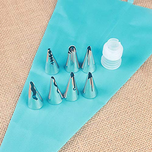 Haofy Ensemble de Douilles pour Décoration de Gâteaux, 9 Douilles en Acier Inoxydable, Volants avec Coupleur et Poche à