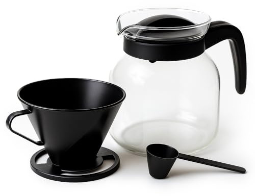 MGE - Jarra de Café de Cristal 1,2 L - Apta para Microondas - Cafetera Manual con Filtro Reutilizable - Jarra Melita para Café, Té e Infusiones