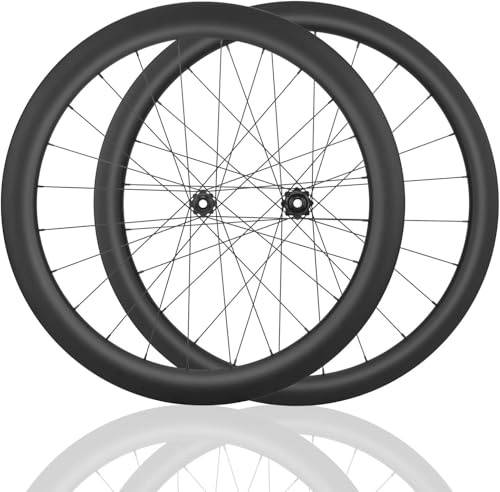 KUNYOS Carbonfaser Rennrad Laufradsatz 28/32/35/38/42/45/50/55/65 Mm 700C Rennrad-Laufräder Steckachse Center Lock Scheibenbremse 24H-Unterstützung 8/9/10/11/12 Geschwindigkeit