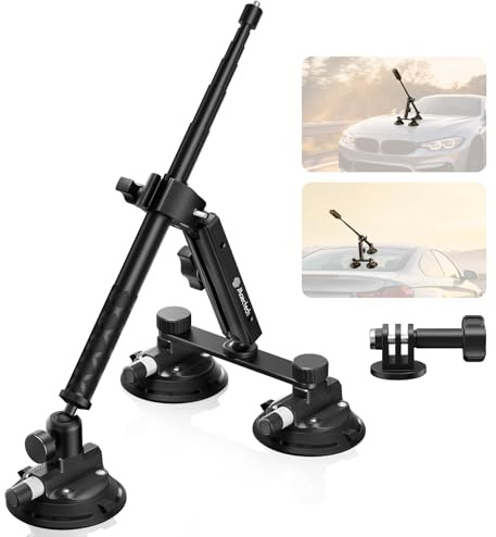 Maectech Triple Suction Cup Car Mount Kit for Insta360 Car Mount with 1.2m/47.2 Selfie Stick 360 Camera for Car Action Camera Mounts for Go pro Mount for insta360 X5 Accessories